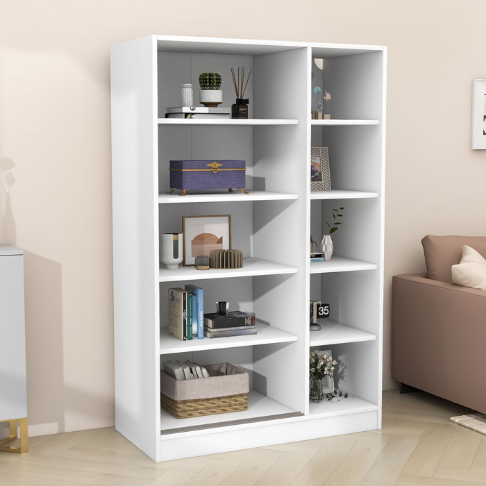 Red Barrel Studio® Imelia Wood Shutter Wardrobe with Shelves and 3